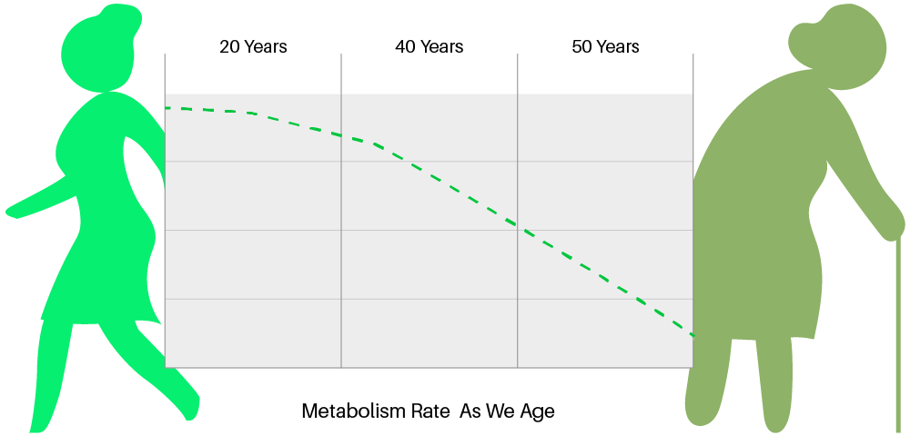 Metabolism rate as we age